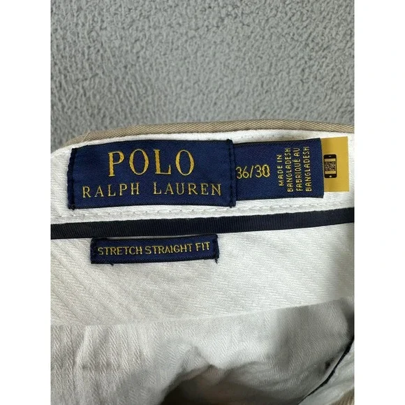Polo Ralph Lauren Pants Mens 36x30 Khaki Stretch Straight Fit Casual Classic Men